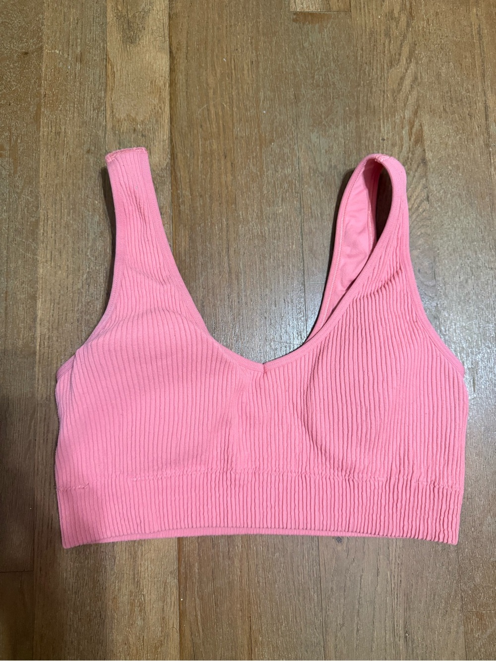 aerie Ribbed V-Neck Sports Bra Pink
